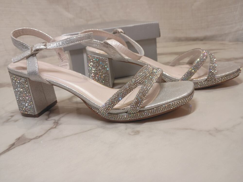 DB Studio Heels Embellished Platform Amara2 MSilver size 9